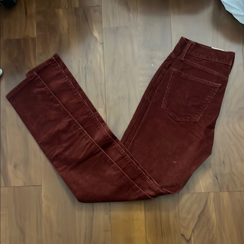 Burgundy Straight-Leg Pants